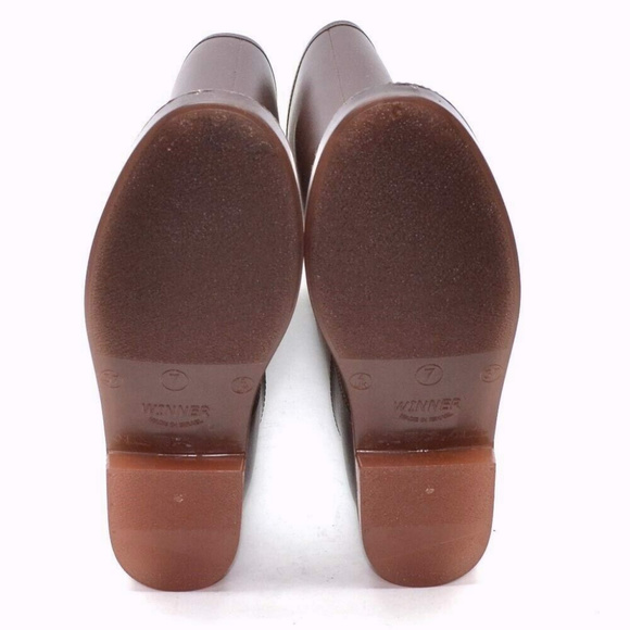 Brown PVC Round Toe Flat Shoes New - Picture 5 of 5